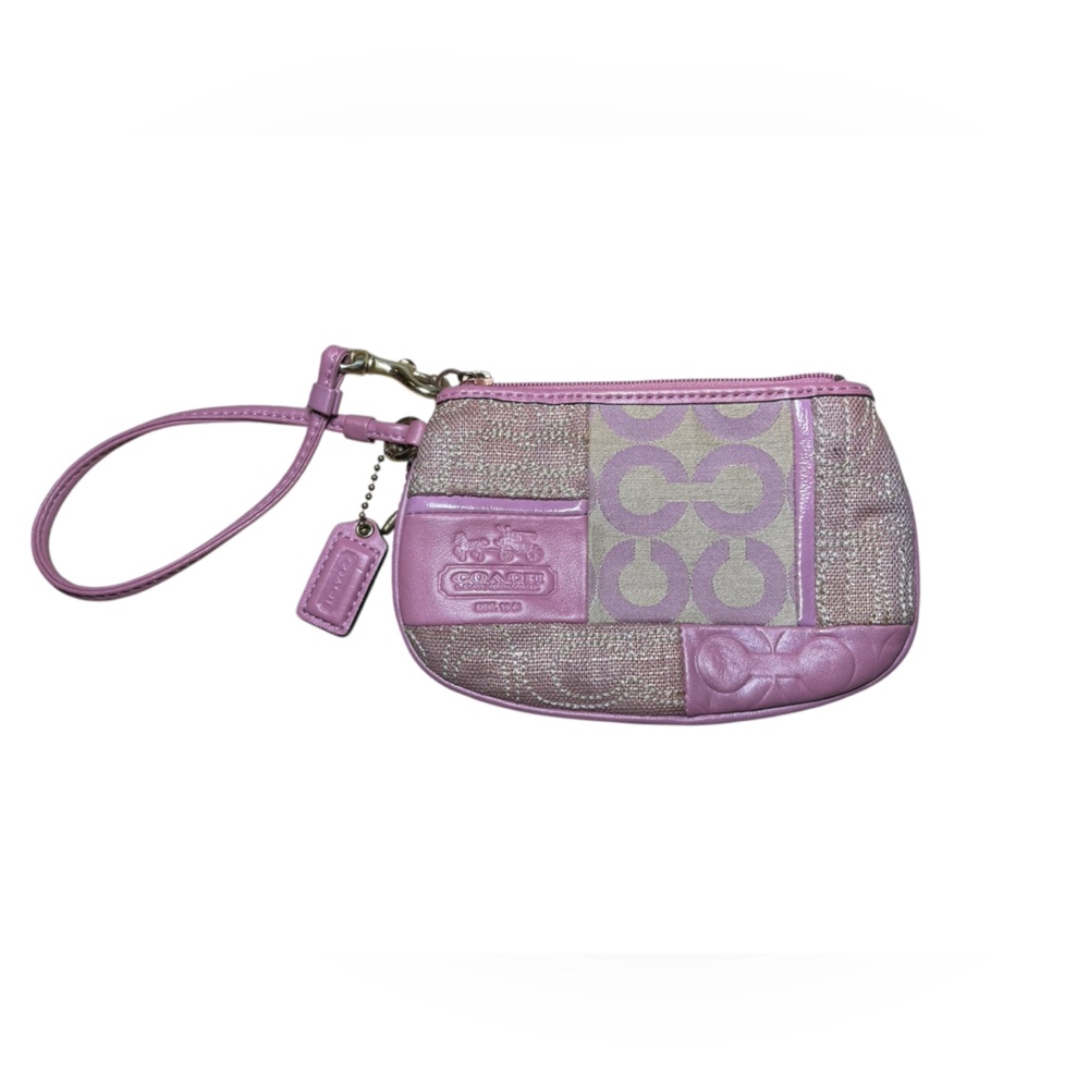 Coach wristlet wallet pink patchwork pattern